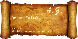 Antos Zoltán névjegykártya